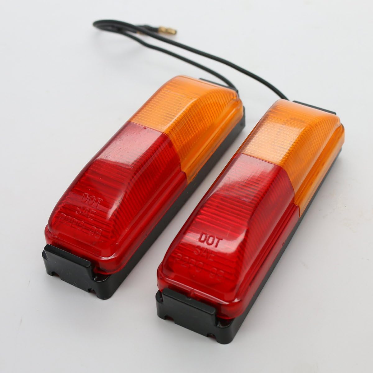 Pair of Sealed Fender Lights, Dual Bulb, Amber and Red with Base Included Automotive