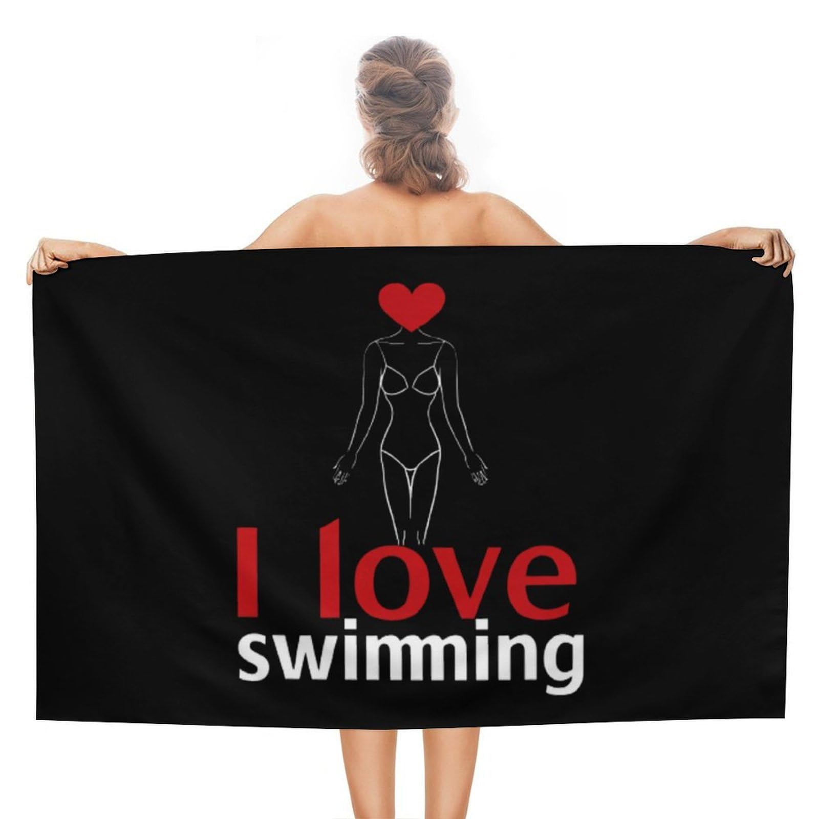 CGSBNGHA I Love Swimming Beach Towels Soft Bathroom Bath Pool Swim Towels for Women Men