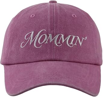 Funny Mommin Hat, Distressed Cotton Adjustable Embroidered Mama Baseball Cap
