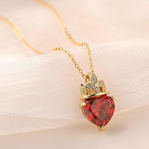 Miniatura 7 de Collar rojo real de reina de corazones y corona de tiara dorada de princesa para disfraz de niña, tocado de reina de corazones, corona y collar para