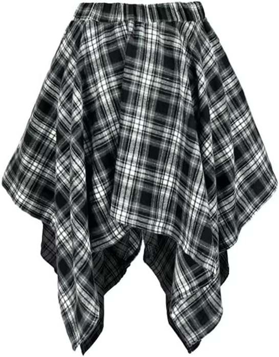 RAMOUG Summer Knot Skirts for Women Plaid Asymmetrical Hem High Waist Y2K Mini Short Skirt - Image 6