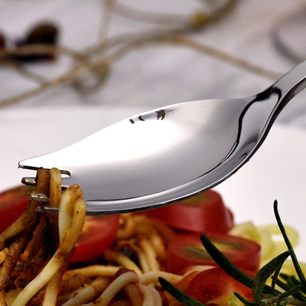 Alipis Stainless Steel Salad Spoon Large Serving Spoon Set Silverware Dinner Spoons Salad Server Serving Piece Heavy Duty Spork (4 Piece Set)