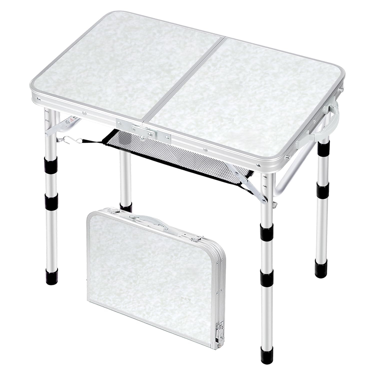 Aluminium Camping Table, Adjustable Height Folding Table with Mesh Layer Portable Camp Tables with Aluminum Legs for Outdoor Camp Picnic Beach BBQ Cooking (90 * 60)-picture-16