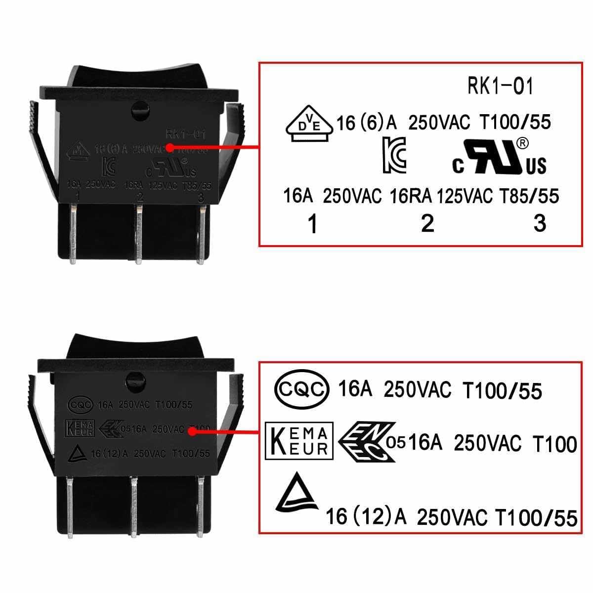 Interruptor Basculante DPDT ON/OFF/ON 6 pin (1, Negro, DPDT ON/OFF/ON) - imagen 4