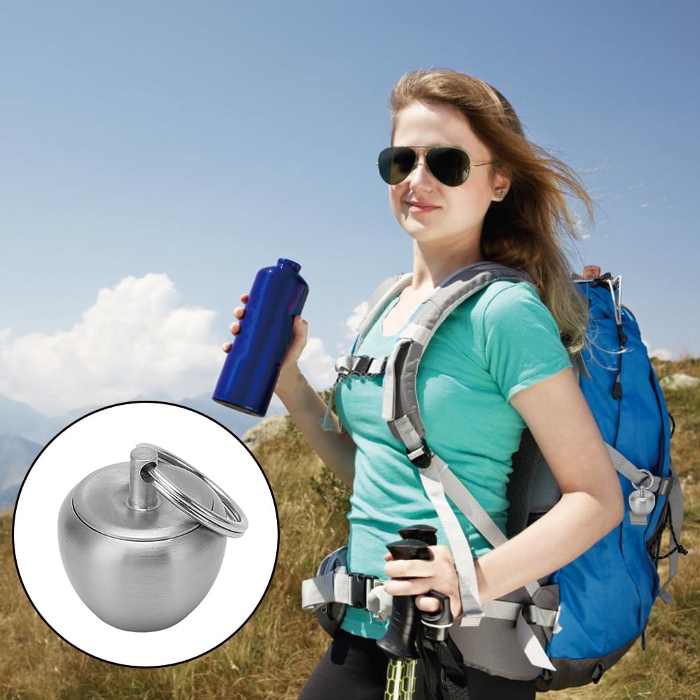 Pastillero Llavero de Acero Inoxidable, Mini Cápsula Impermeable | Llavero de Bolsillo Pastillero Mini Ultraportátil, Perfecto para Colgar en Llaves o Mochilas Durante Viajes y Camping