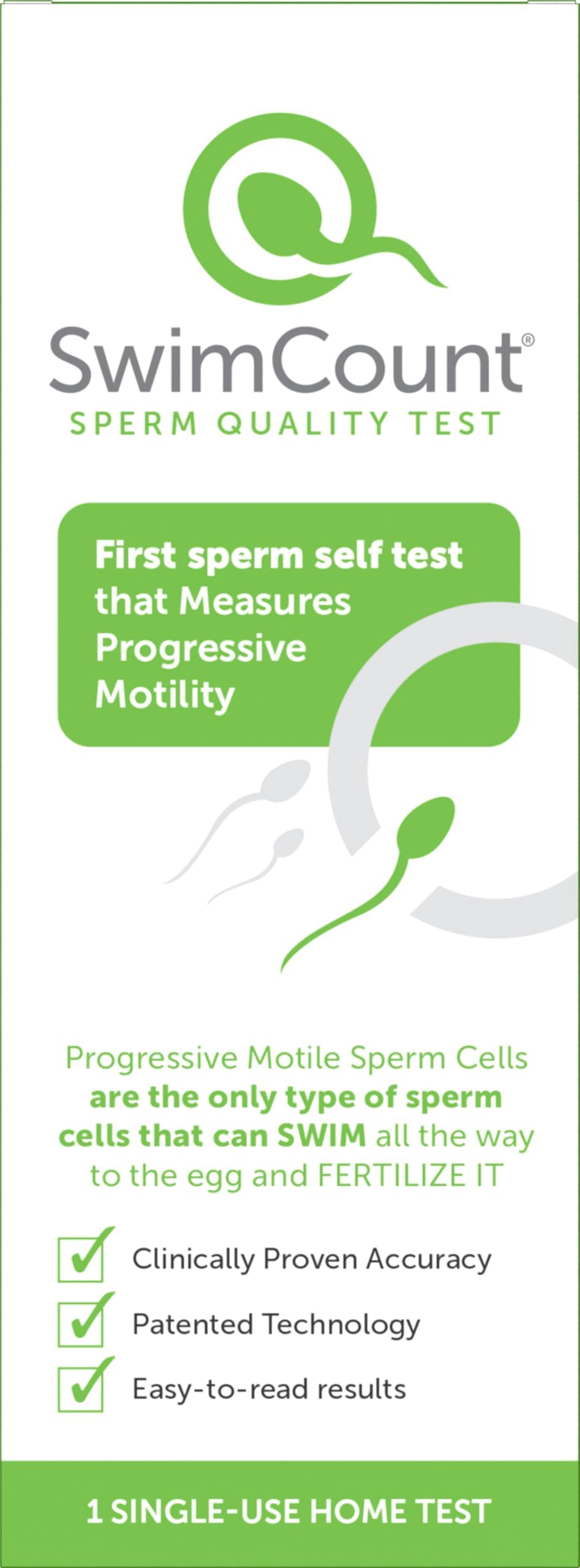 SwimCount At-Home Male Fertility Test, Measures Progressive Sperm Motility with High Sensitivity and Specificity, Discreet At-Home Results, Easy Sperm Quality Kit for Men