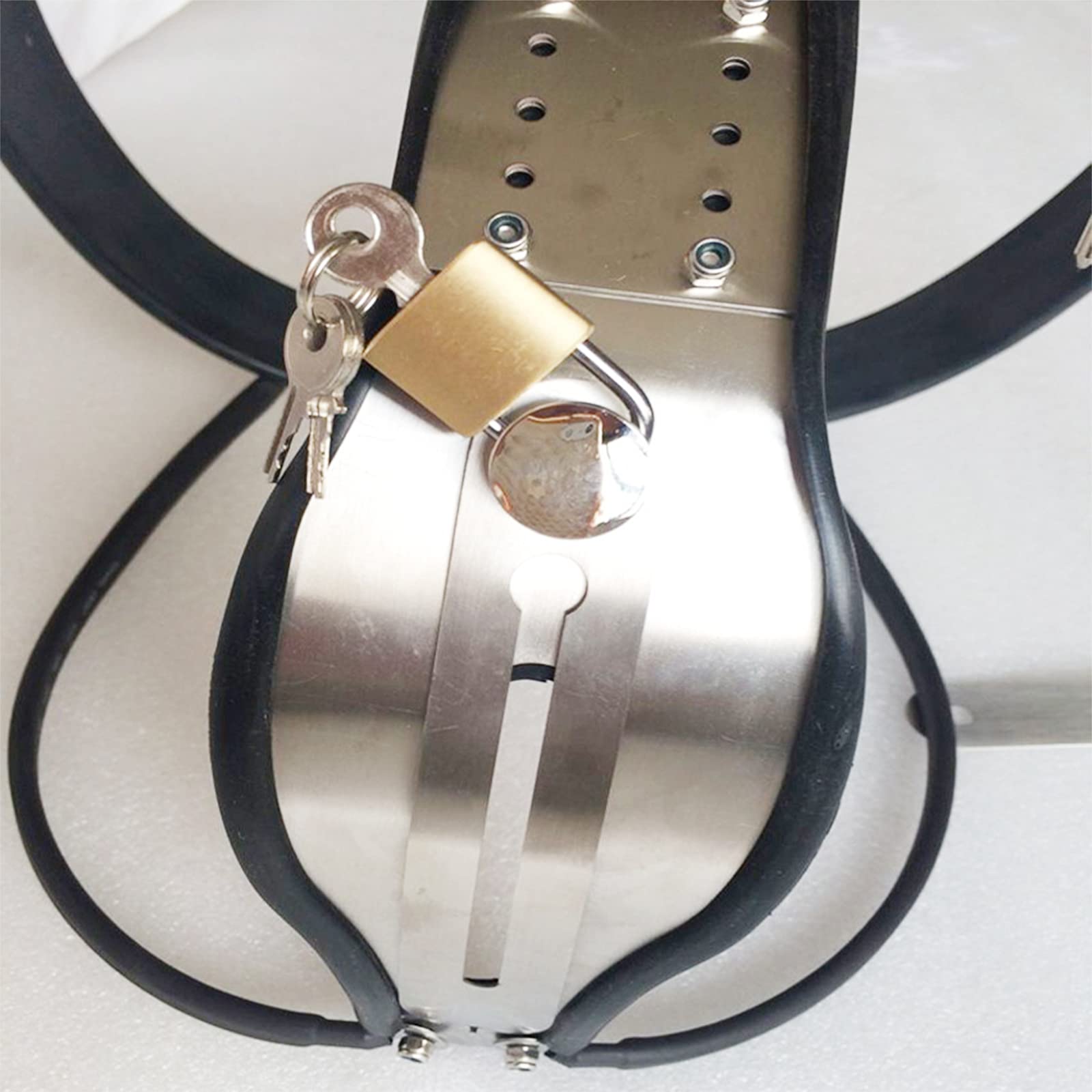 Ceinture de chasteté en acier inoxydable pour femme Cage de chasteté Ceinture de chasteté femme avec bouchon vaginal Cage de chasteté plusieurs tailles disponibles BDSM Bondage Jeu(130cm-140cm)