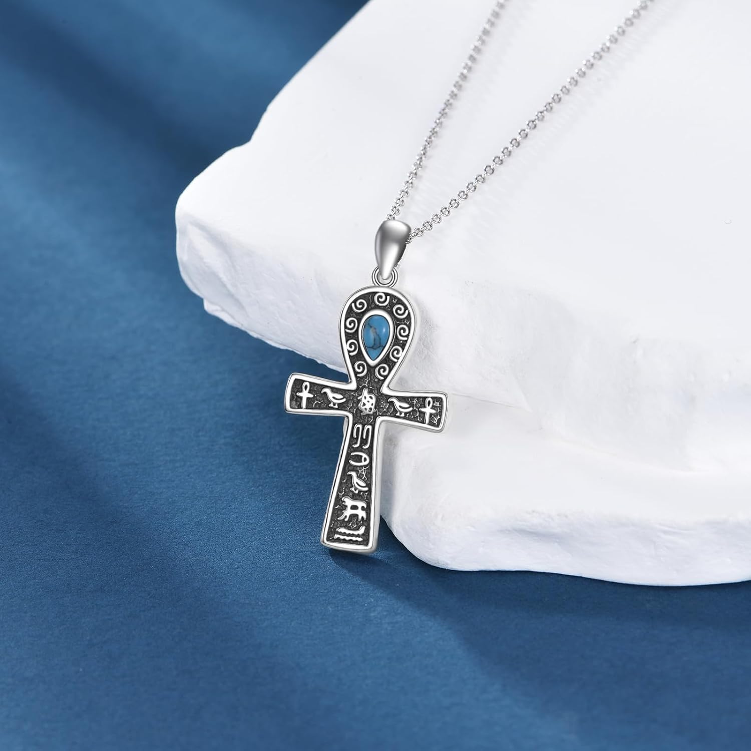 Ankh Necklace Sterling Silver Cross Pendant Egyptian Jewelry Gifts for Women Men - Image 2