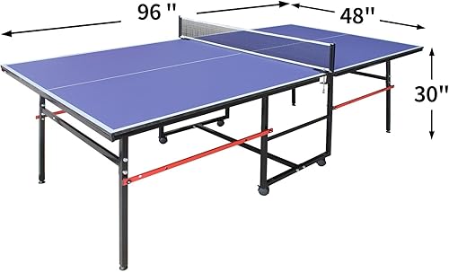 Miniatura 43 de IUNNDS Mesa de tenis de mesa portátil de 4.5/6/8/9 pies, juego de ping pong plegable para interiores con red y juego de postes, 2 paletas y 3