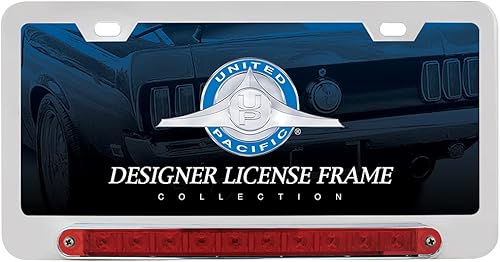 Miniatura 4 de United Pacific Marco de matrícula LED cromado de lujo, función de giro dividido, 39397