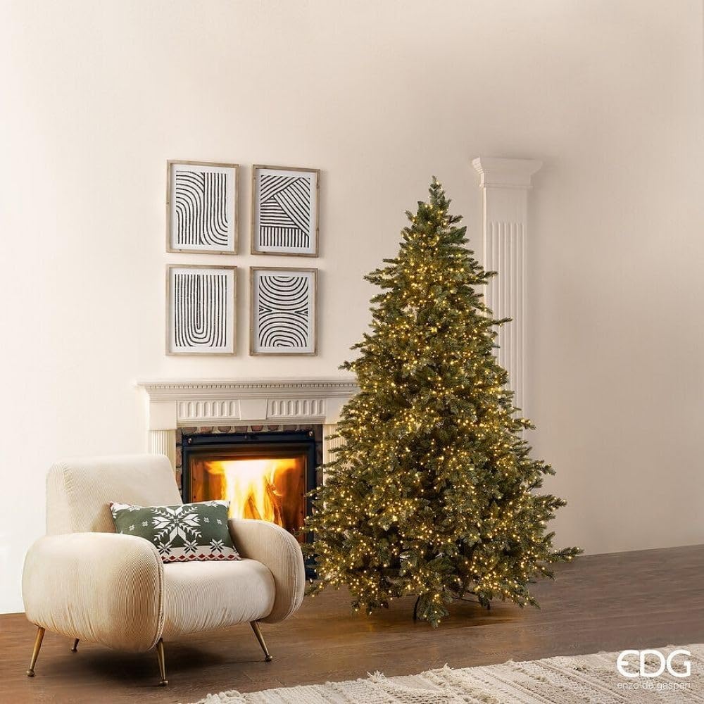 EDG - Enzo De Gasperi Albero di Natale Pino Argentato 4000 Mini LED in PE Verde H210xD149 cm