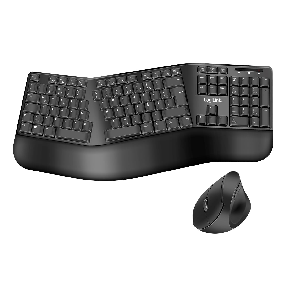 Logilink Juego de ratón ergonómico con Teclado Dividido (con 13 Teclas Multimedia)