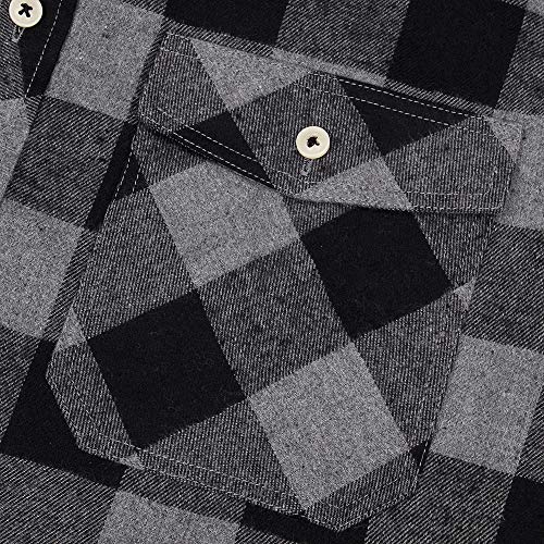 Alimens & Gentle Men\'s Button Down Regular Fit Long Sleeve Plaid Flannel Casual Shirts