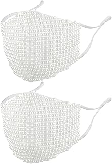 2 máscaras de perlas para mujer, con diamantes de imitación, máscara de diamantes brillantes, máscara de disfraz para muje...