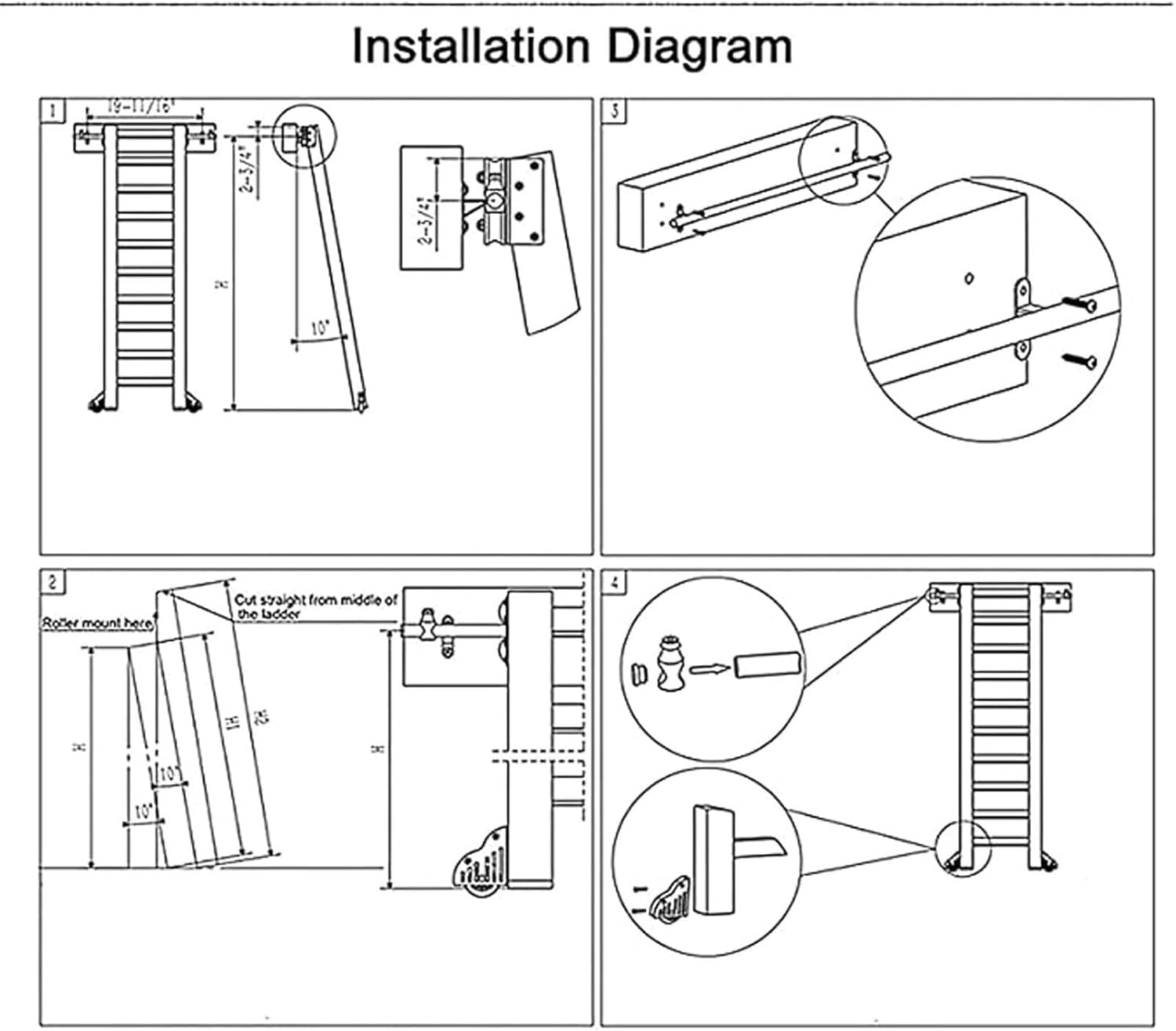 Sliding Library Ladder Hardware Kit 3.3-26.2 Ft Rolling Library Ladder Hardware， Black Sliding Rail Kit for Bookshelf, Heavy Duty Steel Round Tube Mobile Ladder Track ，Fl