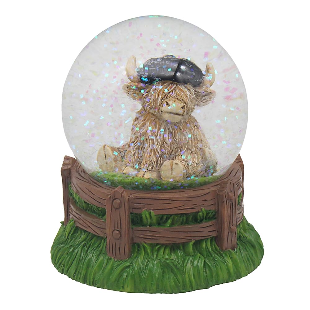 Highland Cow Glitter Ball Ornament Resin In Gift Box Brand New 8.5cm