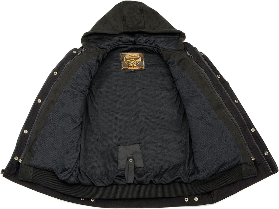 Milwaukee Leather MDM3020 Men's Black Denim '5-in-1' Club Style Vest with Removable Hoodie