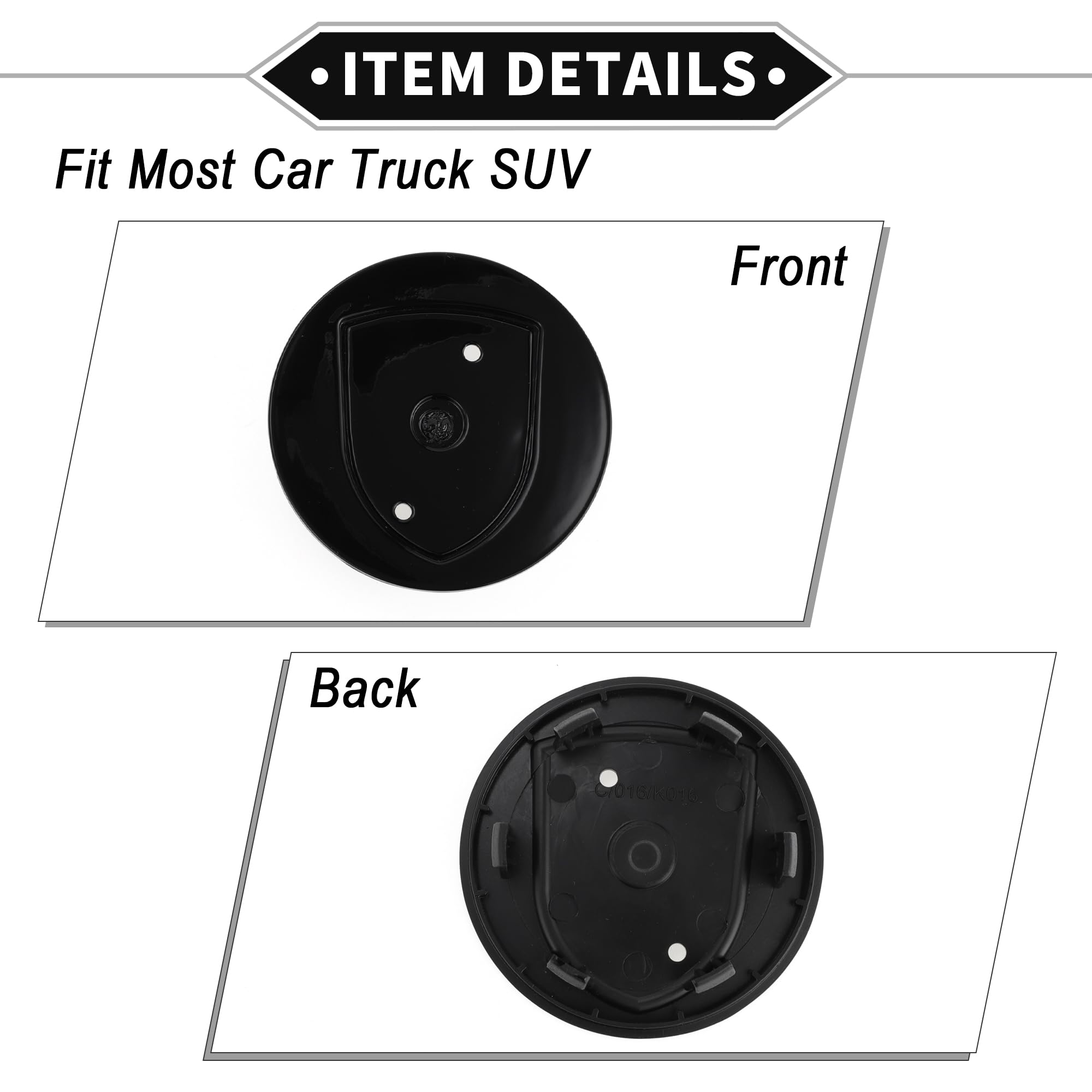 VekAuto Cache-Moyeu Roue Porsche 911 & Cayenne 76mm Noir Brillant - 1965-2021