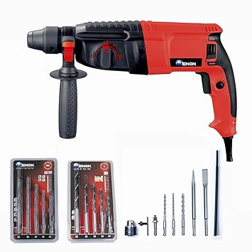ENON 26mm Hammer Drill Machine 800W, Reversible & Variable Speed Hammer Drill with Three Functions, 1100 RPM with Drill Chuck Adaptor & Screwdriver Bits, Heavy Duty (XE-2261)