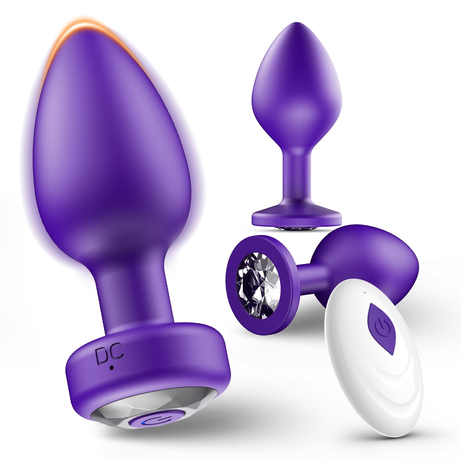 Anal Plug Sex Toys Vibrator 3-Piece Silicone Training Kit with Remote Control, 10 Vibration Modes, Prostate Massager for Men and Women – Black: Purple