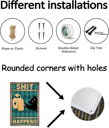 Miniatura 15 de Letrero de metal retro con texto en inglés "Are You Pooping Cat Cat", decoración de baño con texto en inglés "Are You Pooping", decoración del hogar