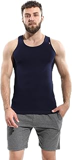 فانلة داخلية للرجال بدون أكمام للرجال من قطونيل، أزرق غامق، ميديوم ضيق، عبوة من 6 قطع