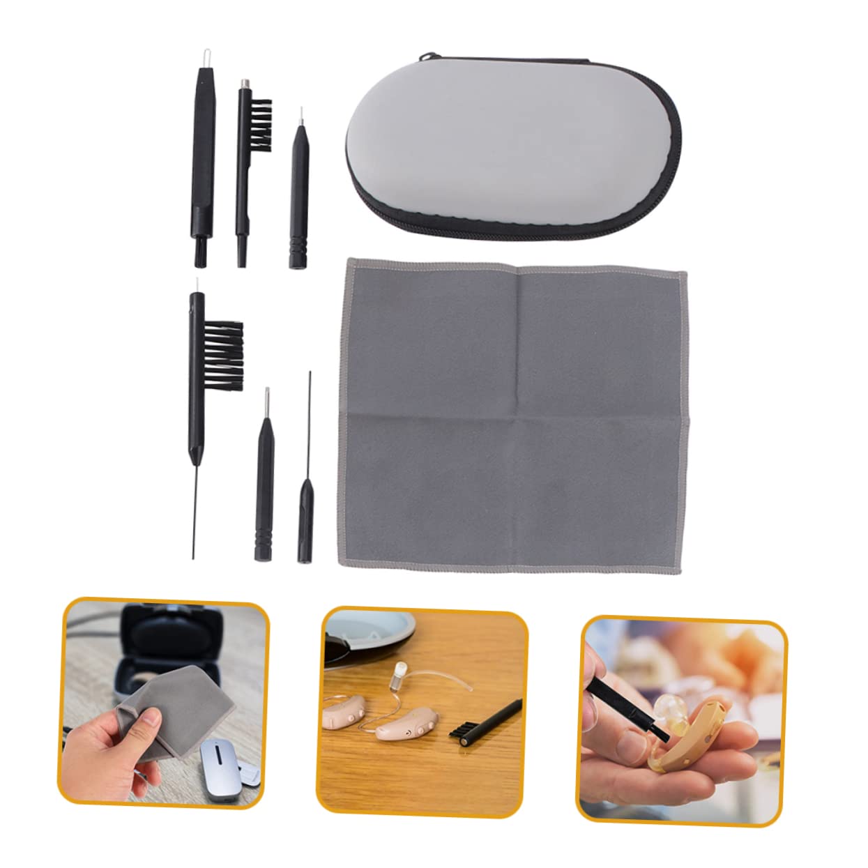 DECHOUS 5juegos Kit De Limpieza para Accesorios De Audición Herramientas Multifuncionales Cepillo y Limpiador De Ventilación para Eliminar Cerumen y Residuos Color Aleatorio