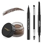 LAVONE Makeup Kit With Eyebrow Stamp Pencil, Waterproof Brow Pencil & Pomade, Eyeliner, Dual-ended Eyebrow Brush, Dark Brown
