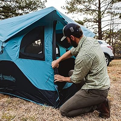 Gazelle TentsTM T3X Hub Tent Overland Edition, Easy 90 Second Set-Up, Waterproof, UV Resistant, Removable Floor, Footprint, 3-Person, Pacific Blue, 68 x 76 x 82, GT302PB