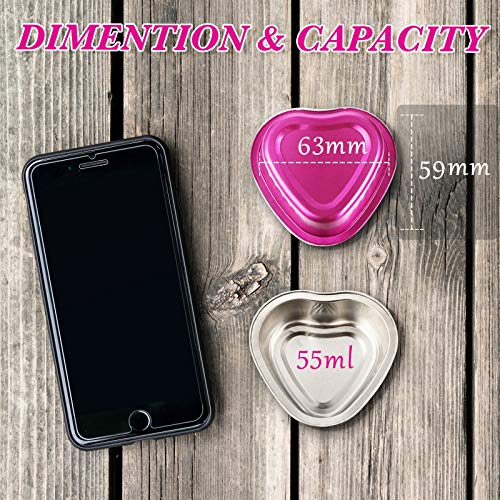 Mini Aluminum Foil Cake Pan With Clear Lids 55 Ml/ 1.86 Oz Heart Shaped Foil Cupcake Cups Disposable Aluminum Dessert Baking Cups Pans For Valentine Wedding Mother's Day Parties (Rose Red, 80 Sets) #TOP1