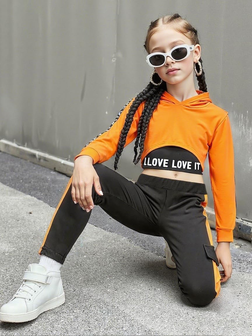 Girls Clothes 3 Piece Outfit Cropped Sweatshirt + Pants + Tank Top, Girls Fall Winter Clothing, Sizes 5-12 Years - Image 2