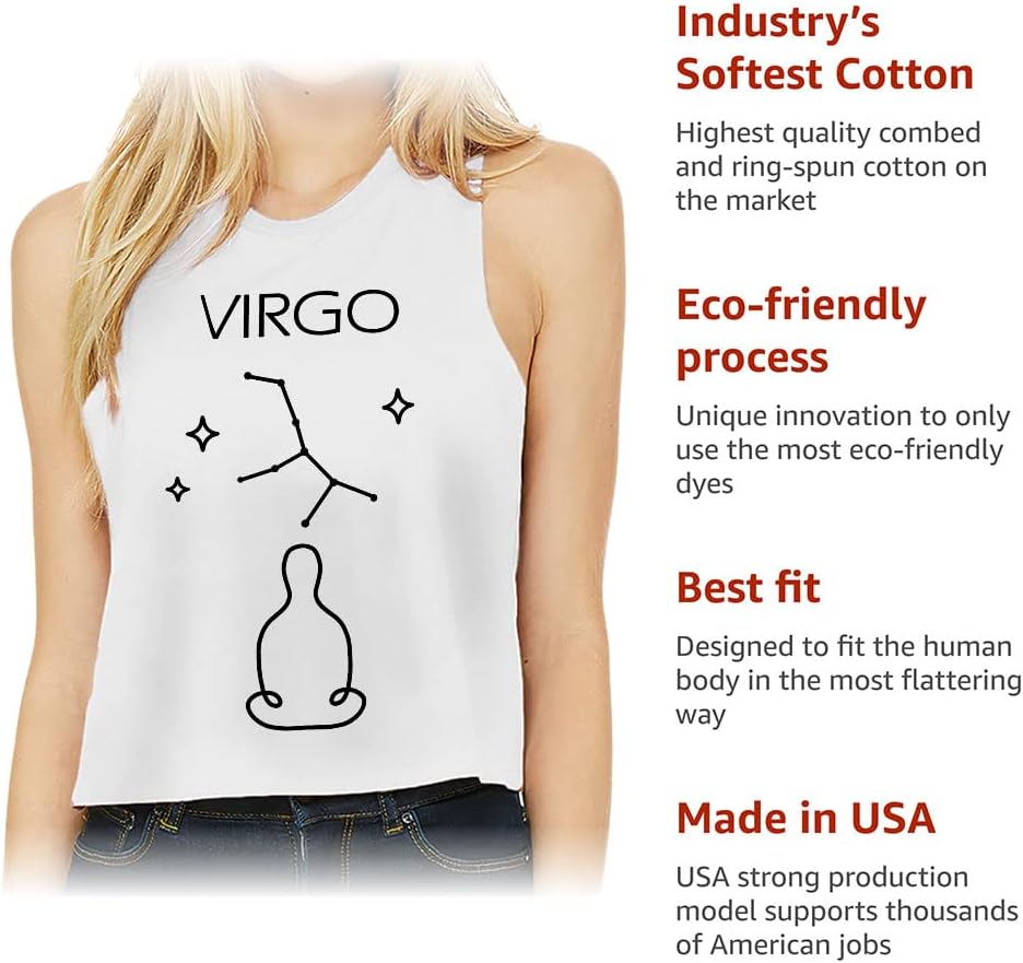 Virgo Design Racerback Cropped Tank - Zodiac Sign Women's Tank - Art Print Tank Top