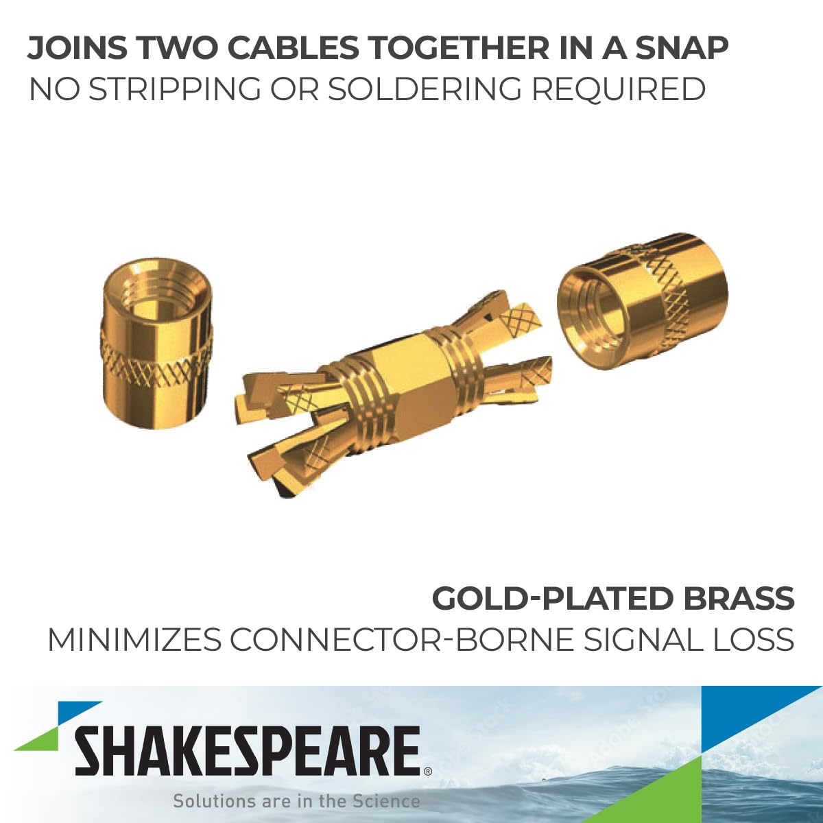 SHAKESPEARE Connecteur d'épices à broches centrales marines PL-258-CP-G