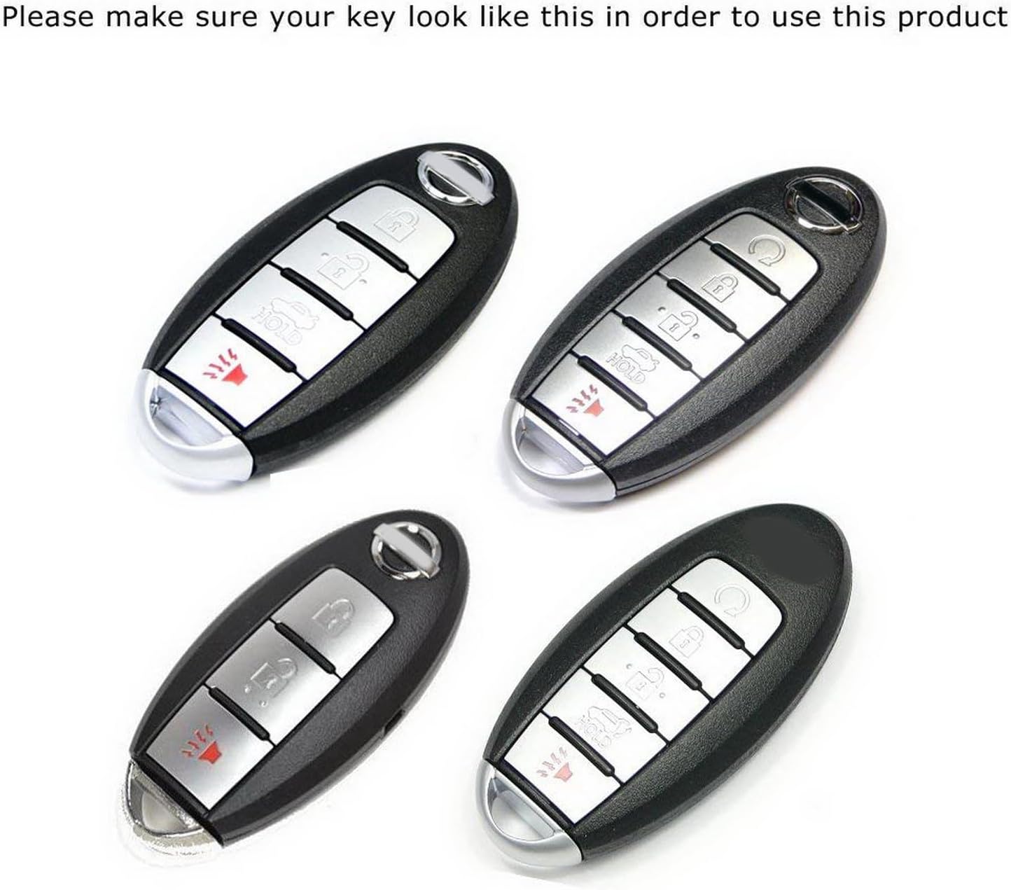 iJDMTOY Compatible with Nissan Infiniti Oval Shape 2/3/4/5 Buttons Smart Key, Gloss Black Genuine Carbon Fiber Key Fob Protective Cover
