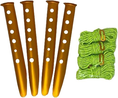 SandShark Anchor - Estacas de aluminio resistente de 13 pies de líneas ajustables rápidas, 4 líneas de tienda de campaña, postes de lona, accesorios