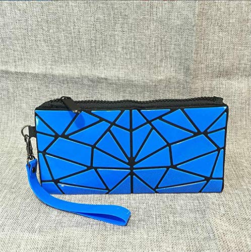 Bolsa de cosméticos CCI láser portátil Plegable Bolsa de cosméticos Bolsa de Embrague Variedad De Maquillaje geométrico rómbico Bolsa de Viaje de Almacenamiento (Negro) Neceser de Maquillaje