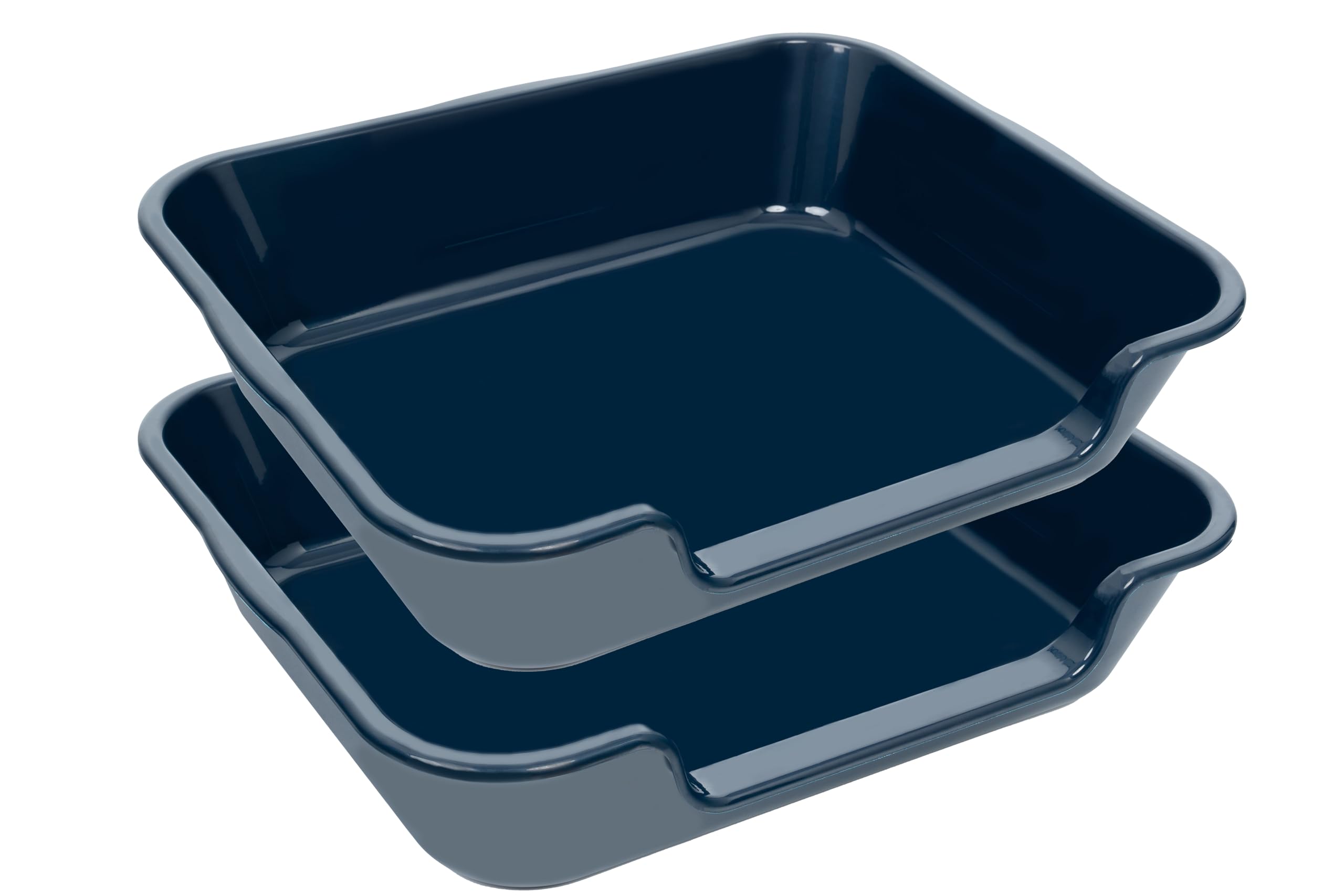 2 Pack Extra Large Dog Litter Box Pan Tray (ABS Material), Low Entry Jumbo Senior Litter Boxes for Multiple Kitten Big Cats, Pet Safe Indoor Dog Potty (Dark Blue, 24" L x 21" W)
