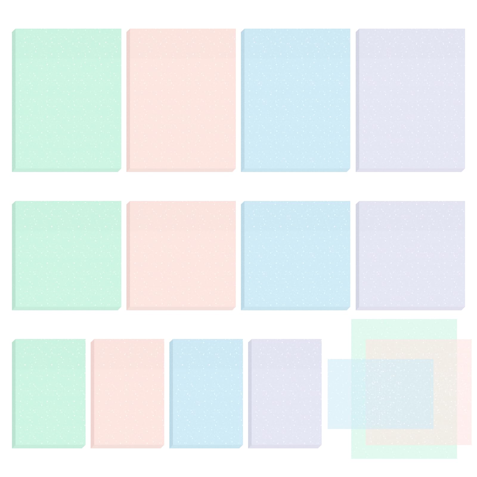 BAYTORY 600 Sheets Glitter Transparent Sticky Notes, Clear Memo Pads Waterproof Translucent Self-Stick Note, See Through Self-Adhesive Note for Office School (Multicolor Set 1)