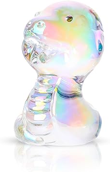 Crystal Snake Figurine Decor, 2.2 Inch AB Coating Sculpture for Paperweight,Healing Crystal Animal Statue Home Decor, Feng Shui Gifts for Chinese Year of Snake