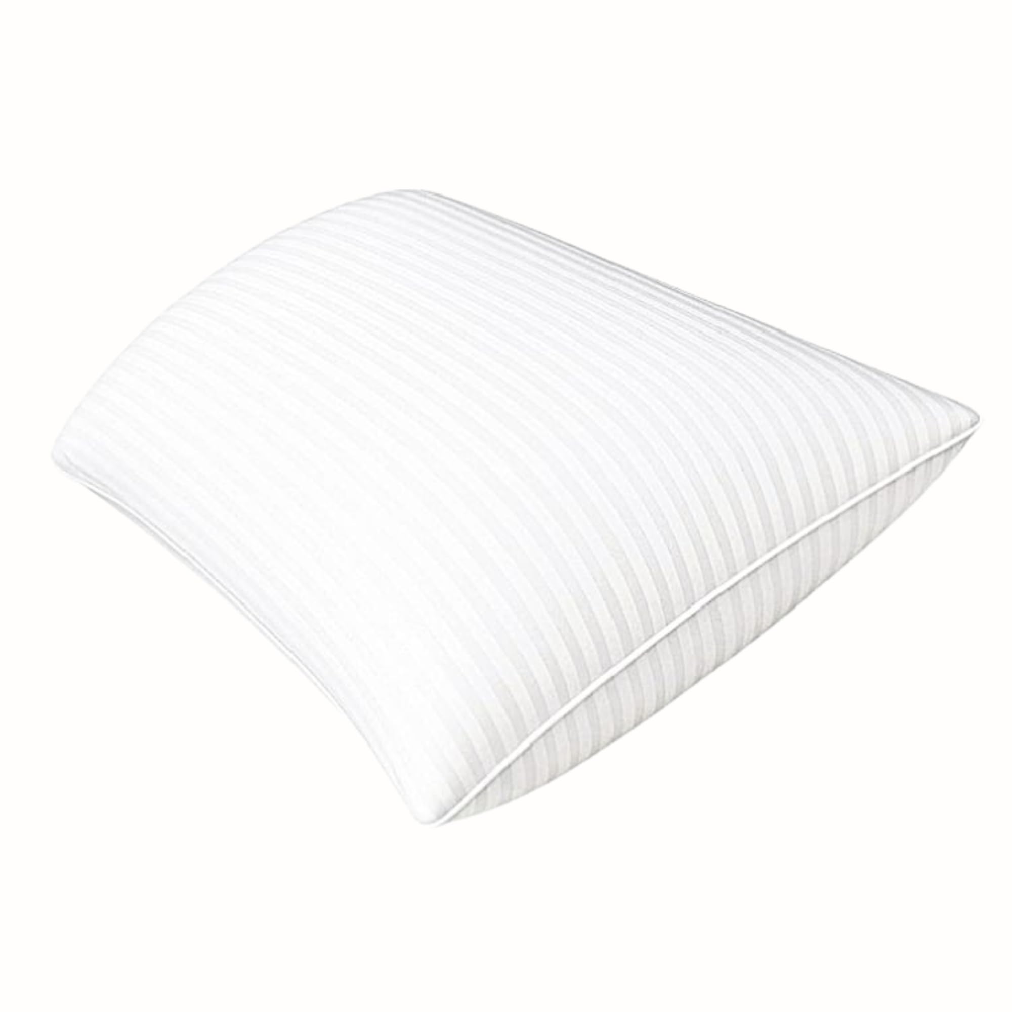 Multiflux Set of 1 Stripe Hotel Quality Bounce Back Bed Pillow Side Sleeper Cotton Blend With Virgin HollowFibre - Firm Support Anti Allergy Machine Washable - 48x74cm White Stripe