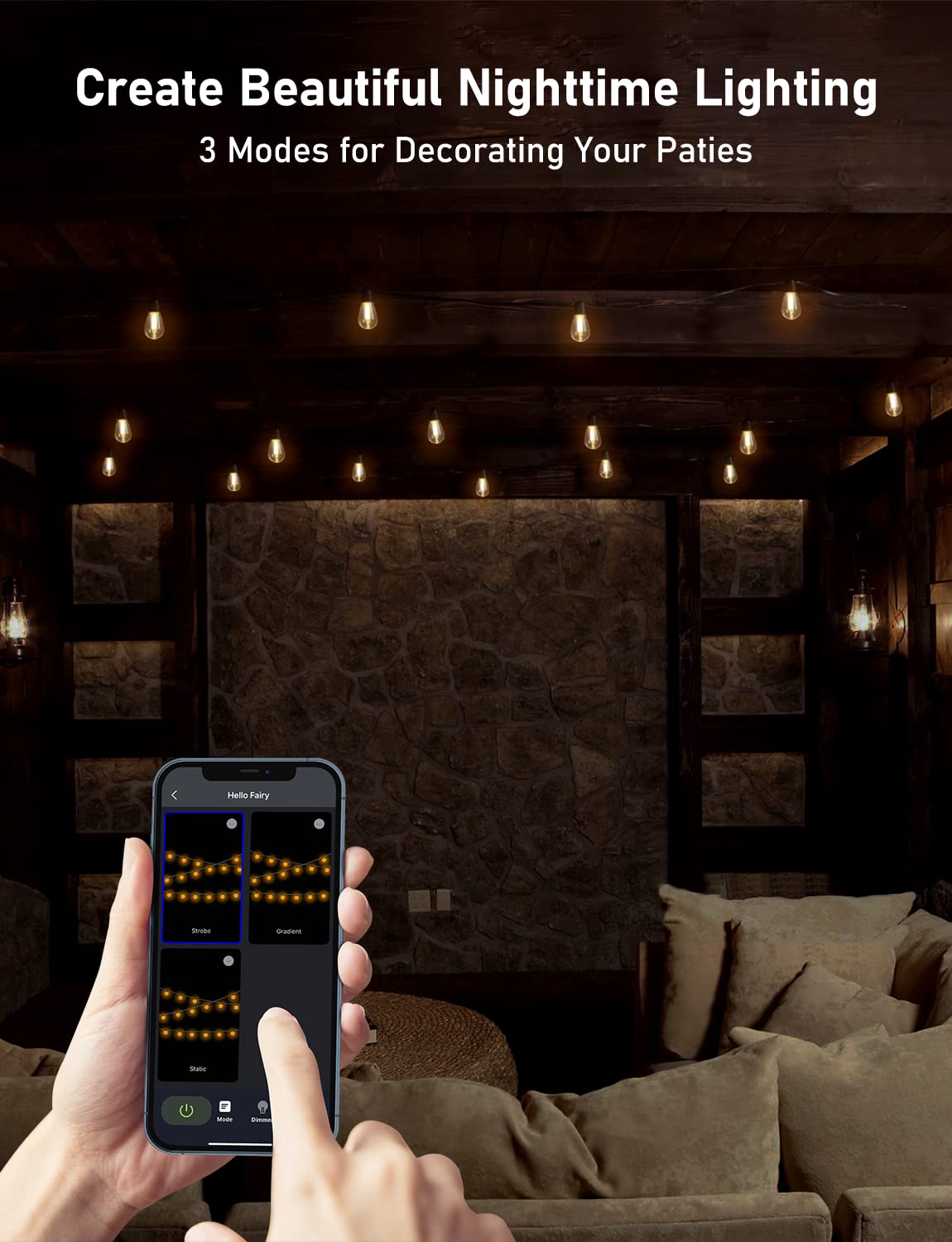 Outdoor Lights Bluetooth App Control 100Ft Edison Led Patio Lights