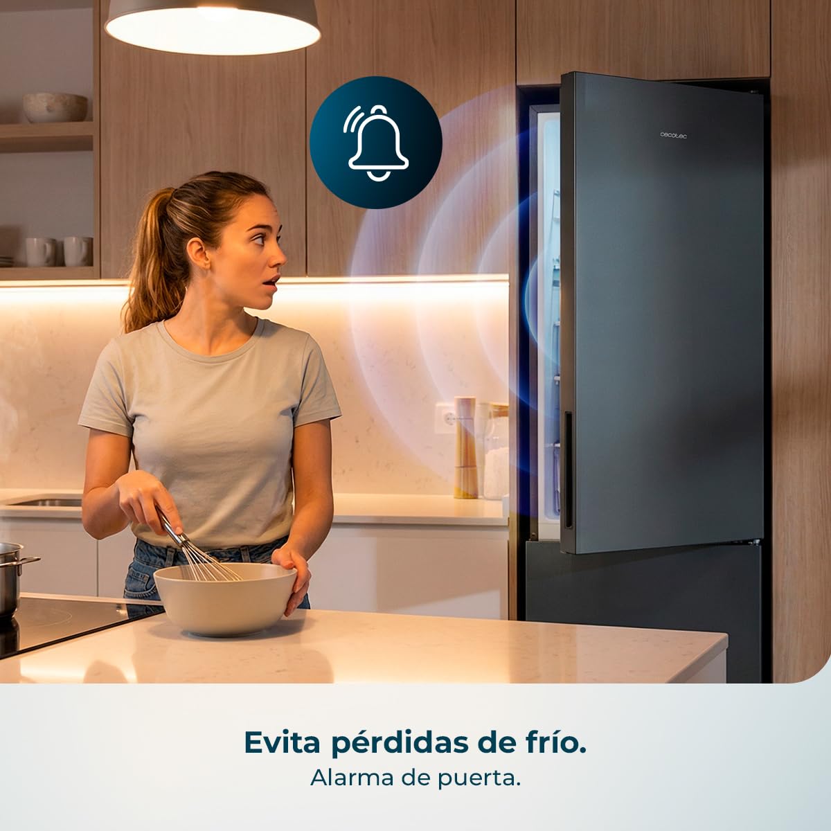 Cecotec Frigorífico Combi 356L Total NoFrost Bolero CoolMarket Combi 356i Inox D. Alto 200cm, Ancho 59,5cm, Fast Freezing, FreshnessFlex HUB, HumidityFlex HUB, Luz LED y Display Interior