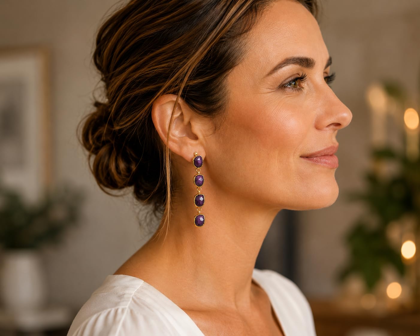 Statement Ohrringe Rubin Vergoldet 925 Sterling Silber