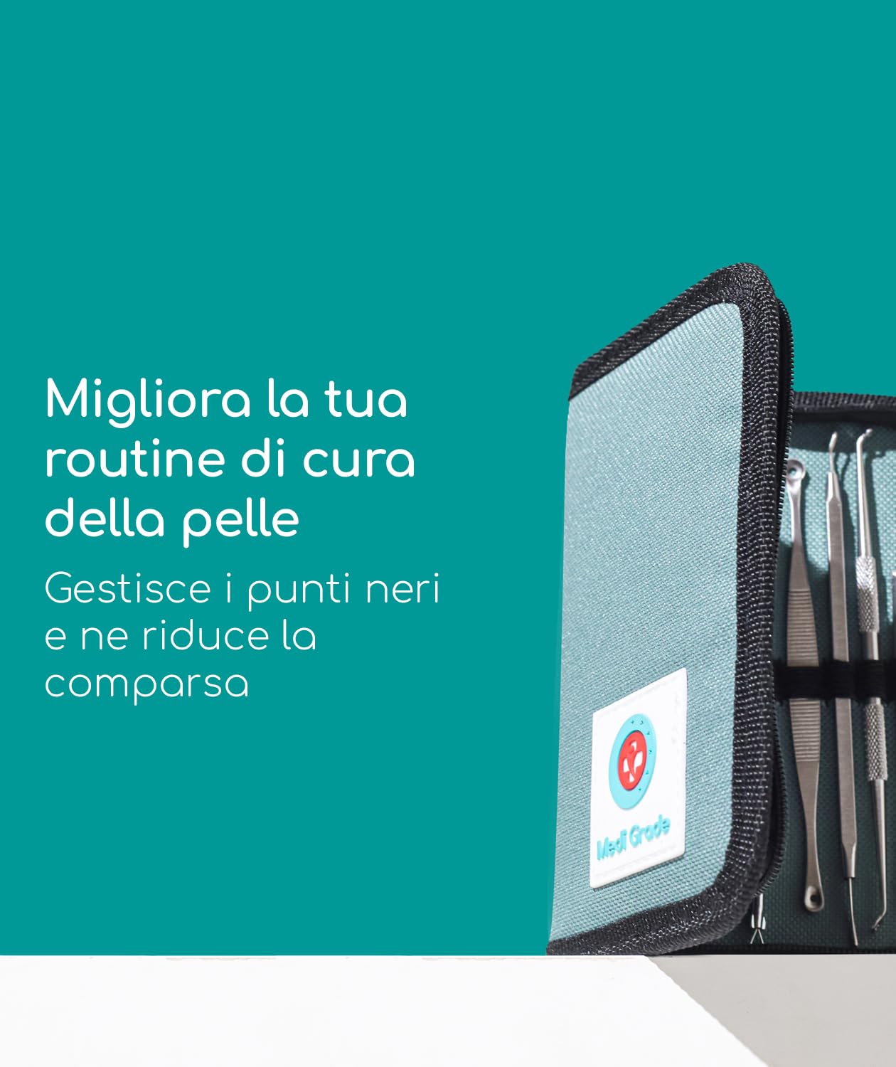 Medi Grade Kit Schiaccia Brufoli e Estrattore Punti Neri Medi Grade, Set di 7 Strumenti Togli Punti Neri