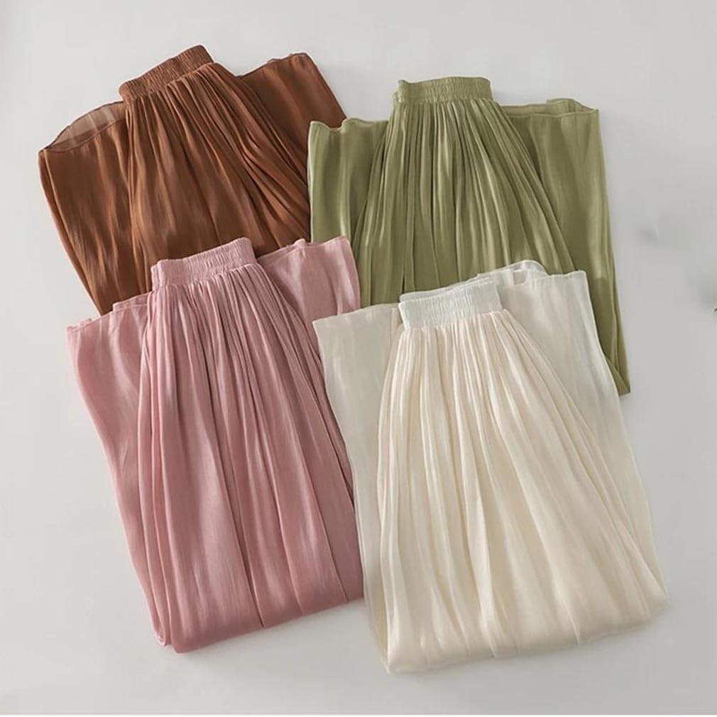 Women's Elegant High Waist Pants Gauze Material, Wide Leg, Loose, Ankle-Length Trousers