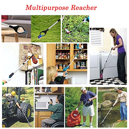 Foldable Reacher Grabber Tool, Vipe 2pcs Ergonomic Lightweight Reaching Aid Reacher Tool Long Arm Reaching Claw Hand Grabber Trash Pickup Tool, 32''