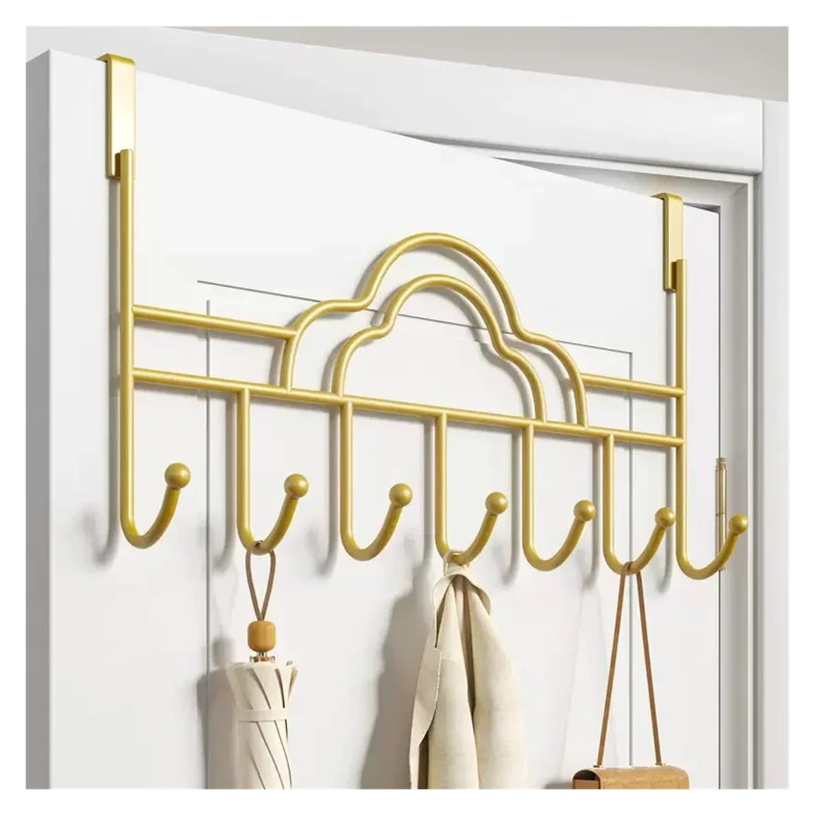 Ganchos Para Colgar Puerta Detrás de los ganchos de la puerta Almacenamiento del hogar Ganchos for colgar en la pared Sin abrigo perforador(Color1)
