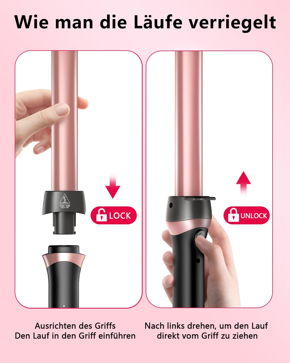 5 in 1 Lockenstab Set mit 3-Barrel Crimper, Austauschbare Keramikaufsätze Schnelles Aufheizen Dual-Spannung für alle Haartypen Locken & Blowout, Haarstyling Geschenk für Frauen