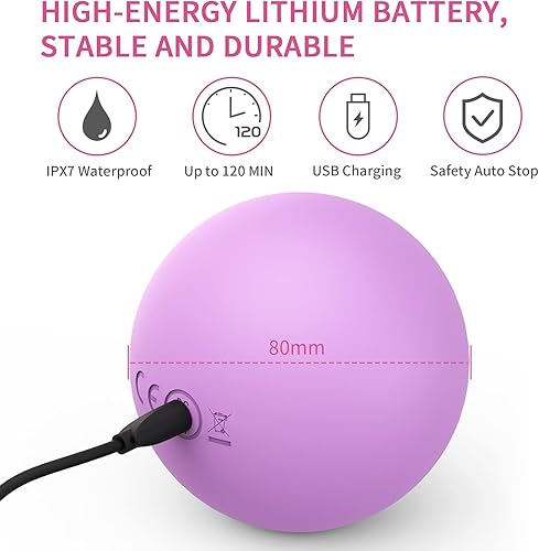 Miniatura 6 de Bola de masaje vibratoria de 3 pulgadas, bola de masaje con vibraciones de 5 velocidades para músculos y fitness, alivio del dolor de fascitis