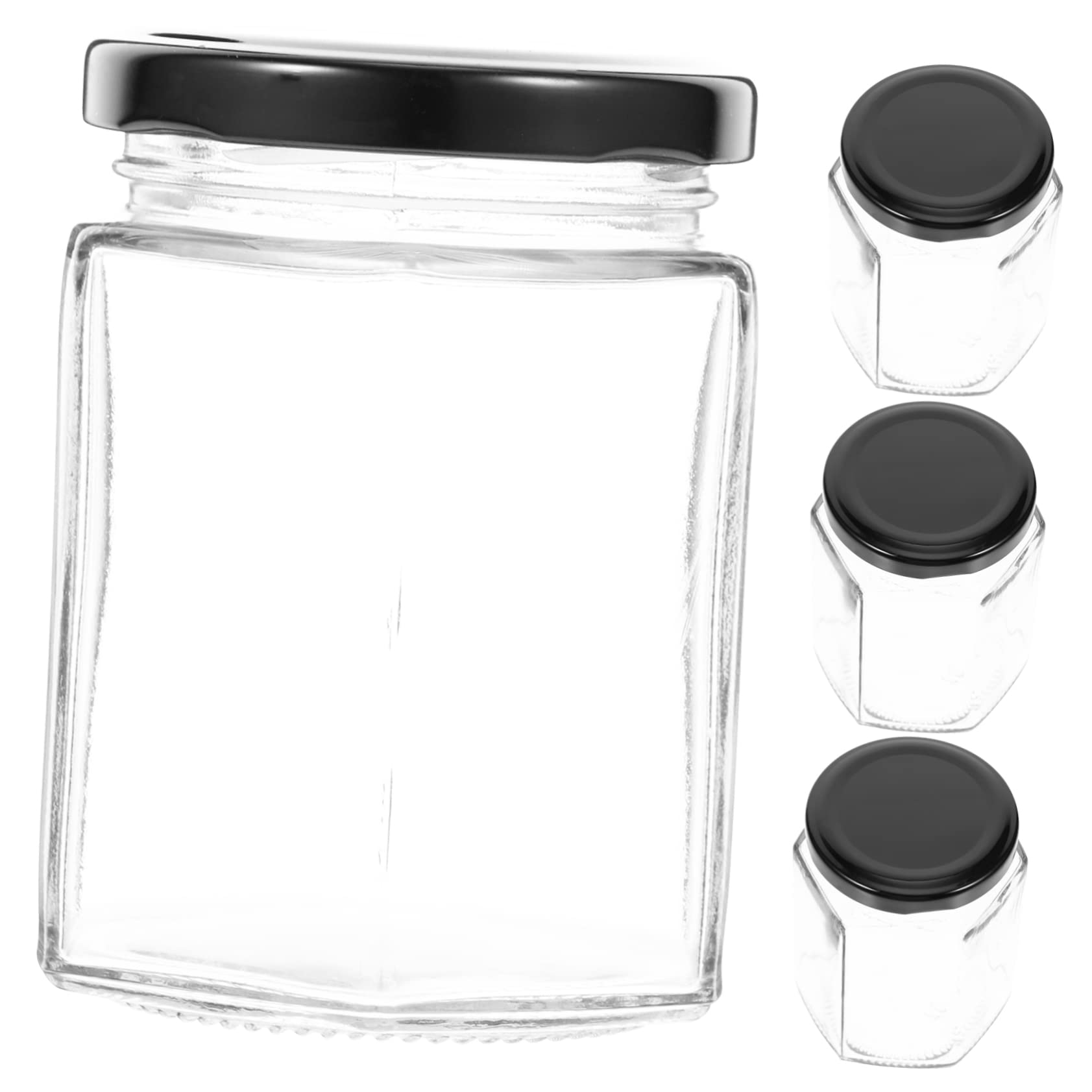 OUNONA 4pcs Glass Honey Pot with Lid Syrup Dispenser for Home Kitchen Jam Container for Honey Storage and Serving